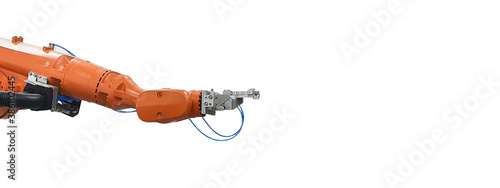 Industrial robot mechanical arm on white background