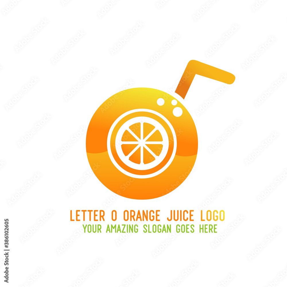Letter O Orange Juice Logo Template Design Vector Illustration on White Background - Fresh Drink and Beverage Logo for Company - Cafe and Restaurant
