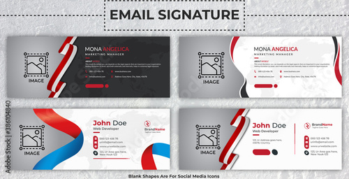 Professional Business, Modern Corporate & Creative Email Signature. Stylish flat multipurpose email signature vector banner template. illustration of Email Signature with author photo place.