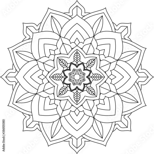 Easy Mandala coloring book simple and basic for beginners  seniors and children. Set of Mehndi flower pattern for Henna drawing and tattoo. Decoration in ethnic oriental  Indian style.