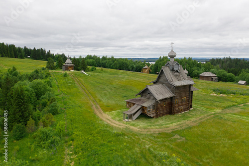 Khokhlovka, near Perm, Ural region of Russia. Wooden architecture.