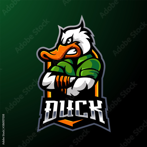 Duck mascot logo design vector with modern illustration concept style for gaming. Fighter ducks for the eSport team