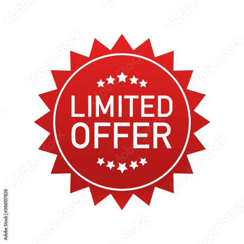 Red limited offer. Special offer badge. Big sale special offer. Vector background. Store label. Vector illustration.