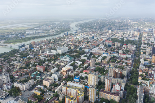 Aerial view from drone  panorama of Rostov on Don  a view from a great height to the city center