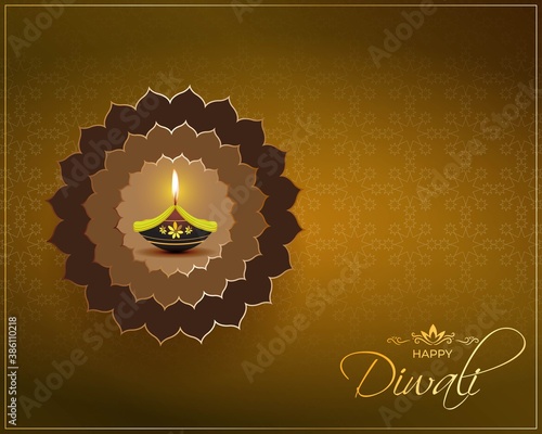 Vector greeting of Happy Diwali, Dipawali, Indian festival, festival of lights, diya lamp, oil lamp, colorful geometrical background.