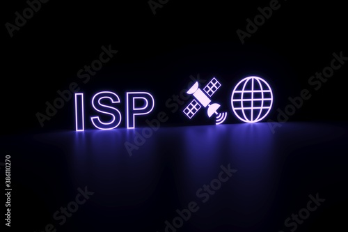 ISP neon concept self illumination background 3D illustration photo