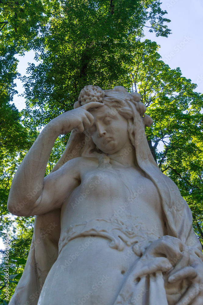 Statue at the Summer Garden in St. Petersburg, Russia.  Travel and architecture.