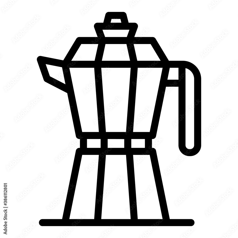 Coffee pot icon. Outline coffee pot vector icon for web design isolated on white background Coffee pot icon. Outline coffee pot vector icon for web design isolated on white background