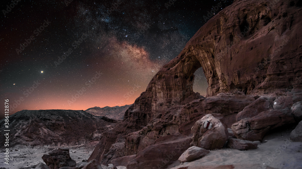 arch in the desert Nightscape milky way 