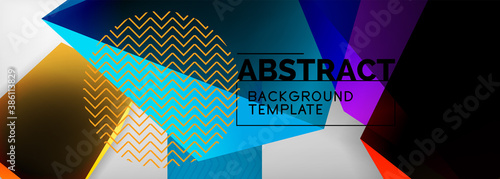 Low poly 3d geometric shapes, minimal abstract background. Vector illustrations for covers, banners, flyers and posters and other