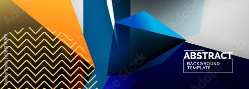Low poly 3d geometric shapes, minimal abstract background. Vector illustrations for covers, banners, flyers and posters and other