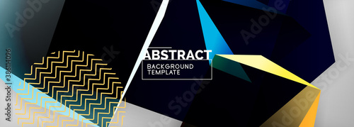 Low poly 3d geometric shapes, minimal abstract background. Vector illustrations for covers, banners, flyers and posters and other