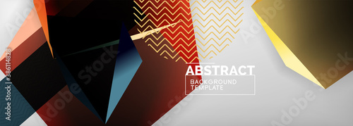 Low poly 3d geometric shapes, minimal abstract background. Vector illustrations for covers, banners, flyers and posters and other