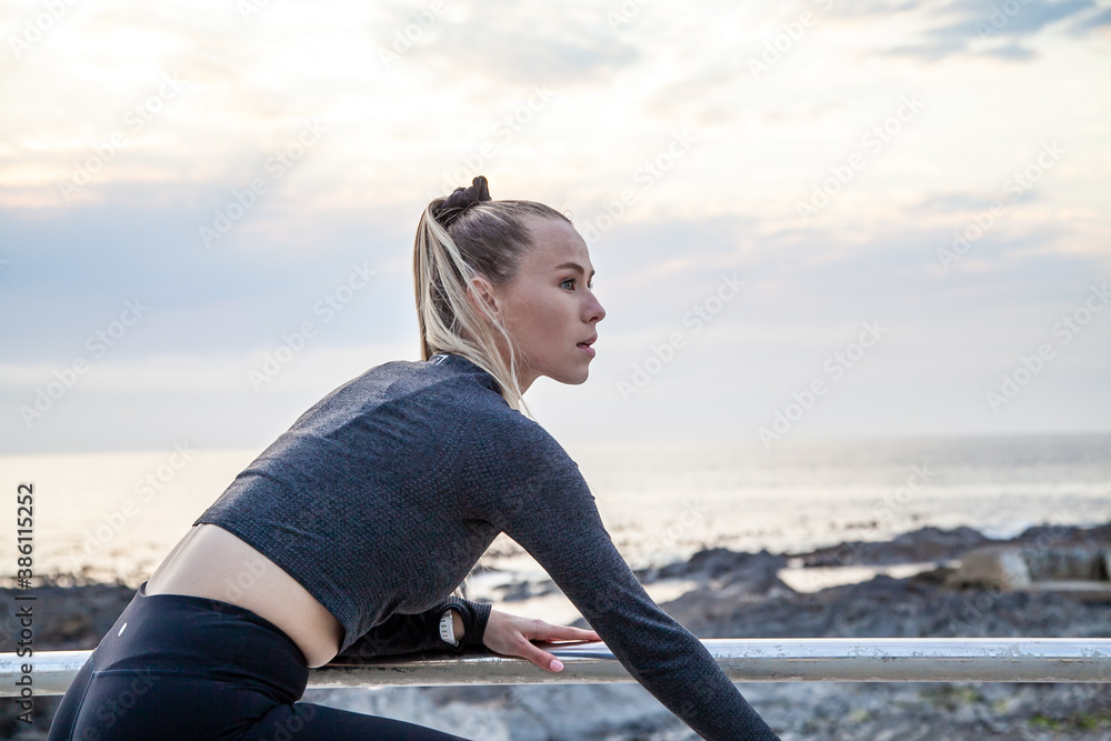 Stretching young woman fitness portrait Stretching young woman fitness portrait