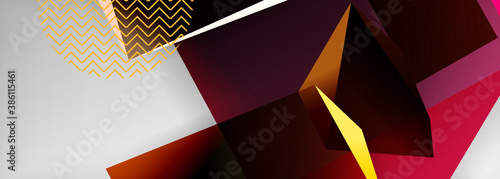 Low poly 3d geometric shapes, minimal abstract background. Vector illustrations for covers, banners, flyers and posters and other