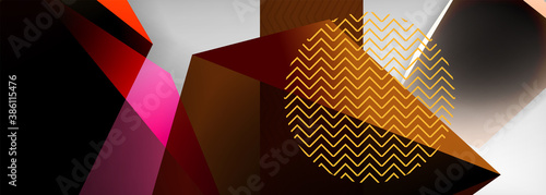 Low poly 3d geometric shapes, minimal abstract background. Vector illustrations for covers, banners, flyers and posters and other