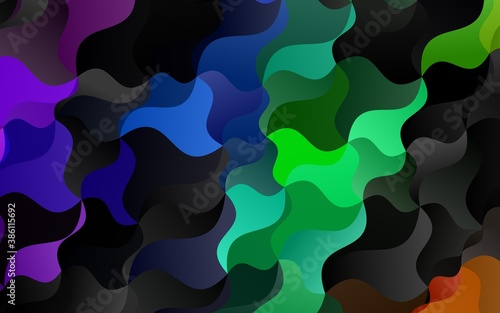 Dark Multicolor, Rainbow vector background with curved circles.