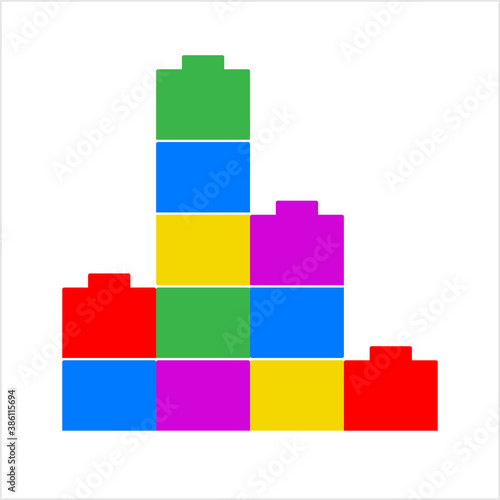 Toy Blocks Icon, Kids Children Block Building Toy