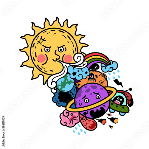 Hand drawn illustration of isolated Solar system vector