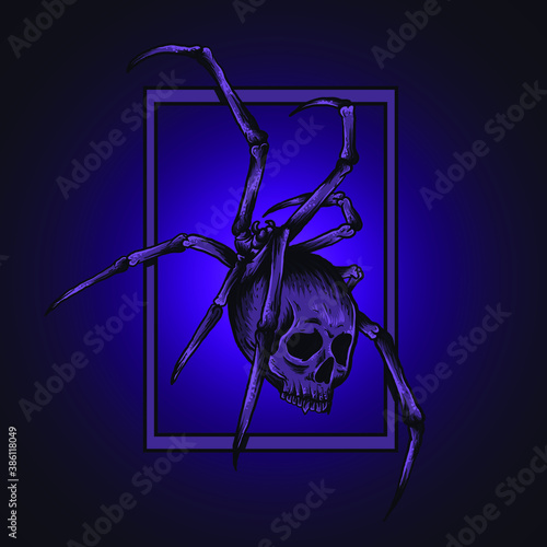 artwork illustration and t-shirt design spider skull premium vector