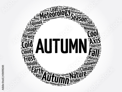 Autumn word cloud collage, concept background