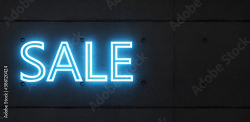 neon light SALE symbol as text - 3D Illustration