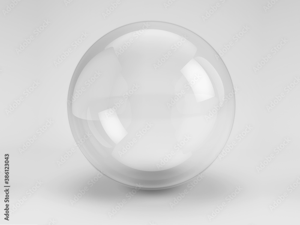 Transparent Empty Glass sphere dome. Bell jar, exhibition display case, dust cover on light gray background. 3d rendering Transparent Empty Glass sphere dome. Bell jar, exhibition display case, dust cover on light gray background. 3d rendering