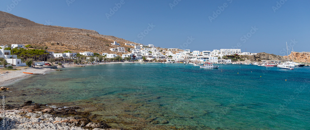 Karavostasis village, the port of Folegandros island, Cyclades, Greece.