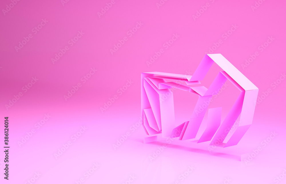Fototapeta premium Pink Royal Ontario museum in Toronto, Canada icon isolated on pink background. Minimalism concept. 3d illustration 3D render.