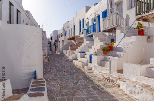 Fototapeta Naklejka Na Ścianę i Meble -  The picturesque castle with unique Cycladic architecture in Chora village, Folegandros island, Cyclades, Greece.