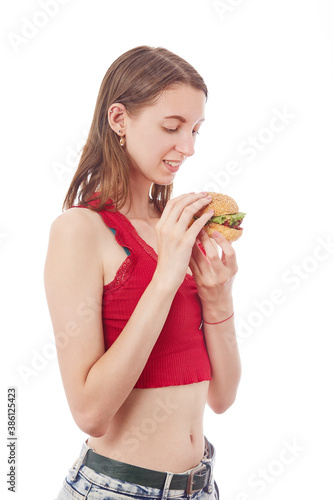 girl with cheeseburger