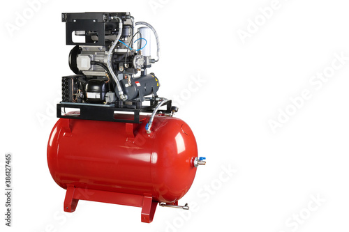 Air compressor. Professional equipment and tools. Industrial appliances. Isolated background