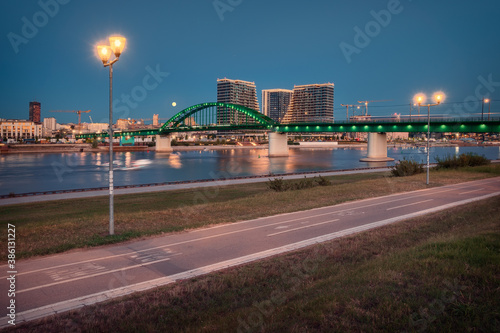 Beautiful panorama of Belgrade city at blue hour