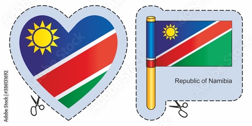 Flag of Namibia, Republic of Namibia. Vector cut sign here, isolated on white. Can be used for design, stickers, souvenirs. Free Download Flag of Namibia, Republic of Namibia. Vector cut sign here, isolated on white. Can be used for design, stickers, souvenirs. - GFXLoad