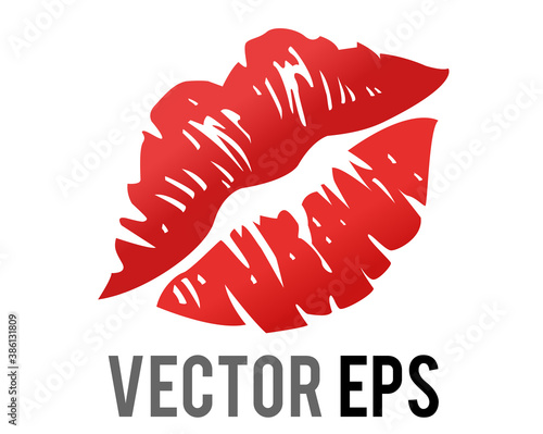 Vector gradient red kiss mark emoji icon with bright lipstick