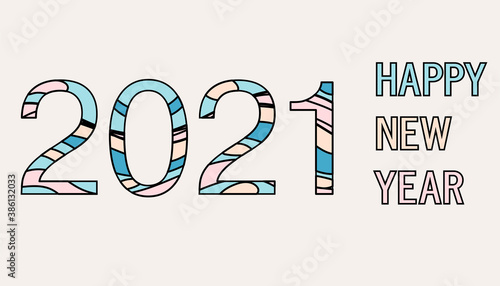 Happy New Year 2021 numbers. Colorful vector banner.