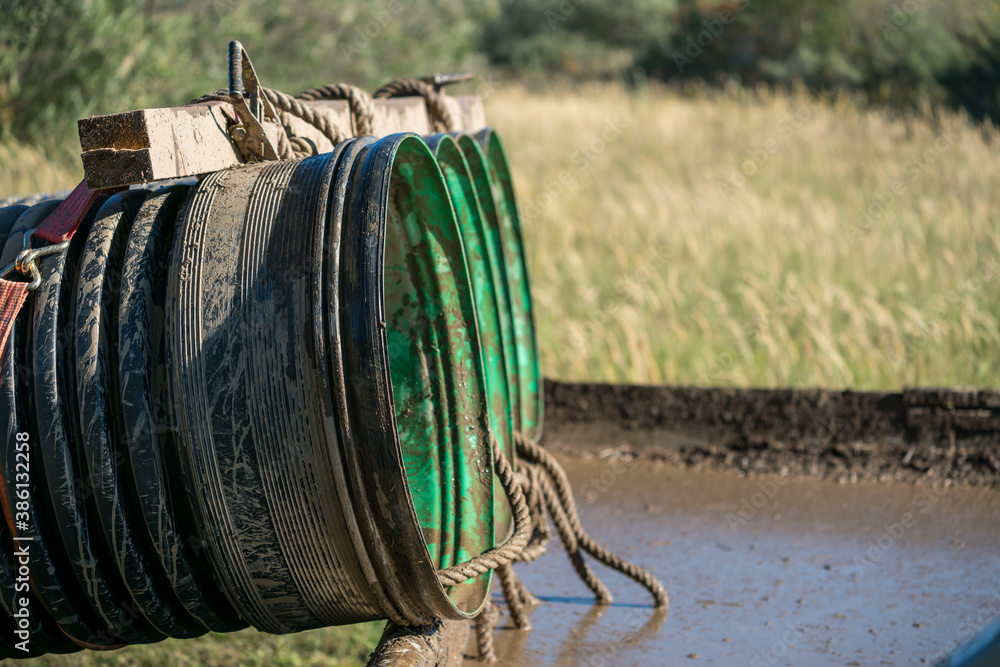 Fototapeta premium Pipe obstacle at an obstacle course race