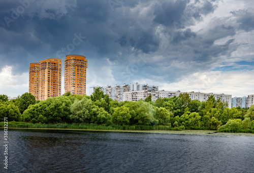 view of the residential complex, House of Serebryany Bor, on the banks of the Moskva River photo