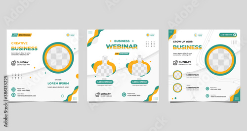 Set of Minimalist Background with memphis style. Suitable for social media post template, Business Webinar, Seminar, online education, flyer, banner, etc