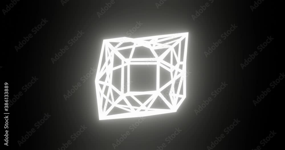 Glowing neon abstract on a black background. Cubes, rhombus. 3D animation. Glowing neon abstract on a black background. Cubes, rhombus. 3D animation.
