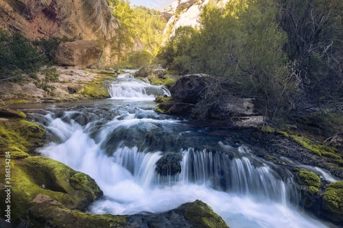 The Source of the Pitarque River in Teruel, Spain photo