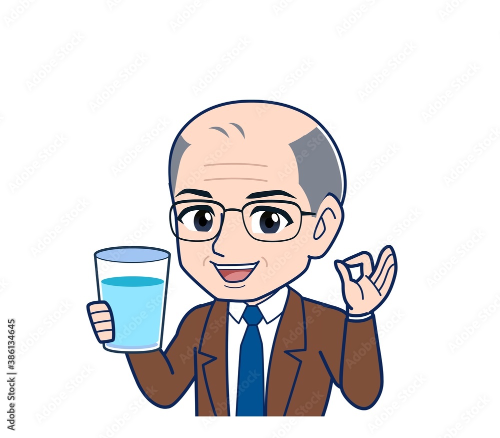 Elderly man in a brown jacket