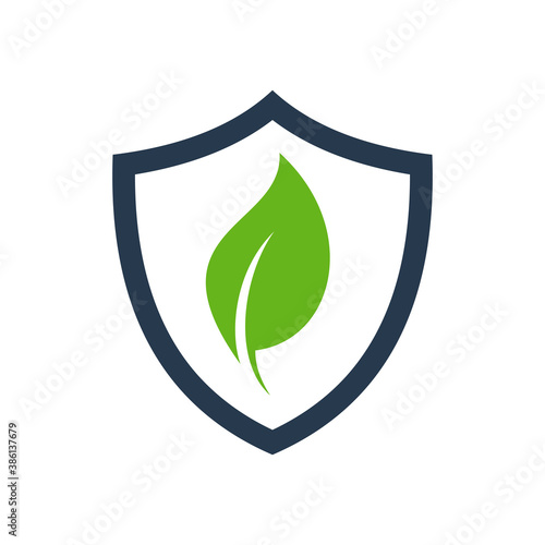 shield with leaf vector logo template