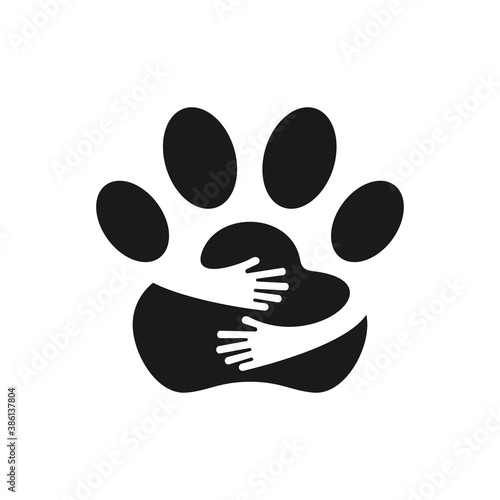 footprints logo with hug flat logo concept