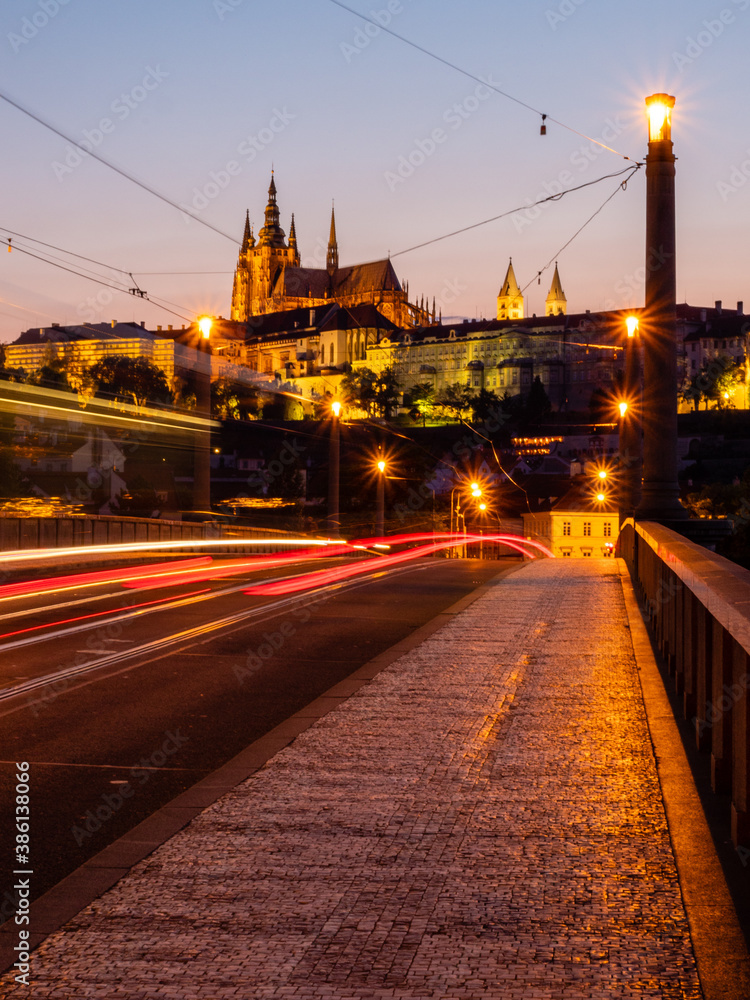 Light trials on the Manes brudge near Prague castle