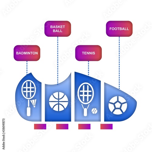 Amazing sport infographic with paper art style