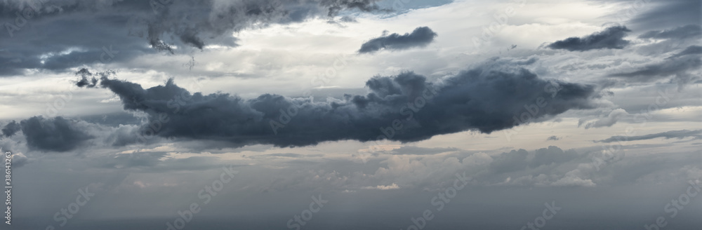 panorama of beautiful cloudy rainy sky with clouds