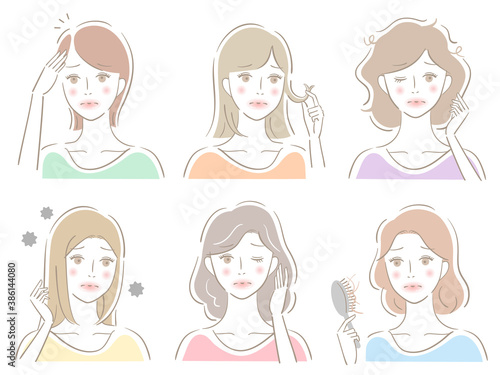 髪の悩み　セット　女性