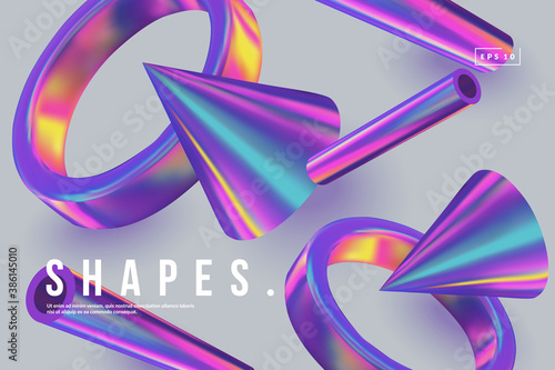 Colorful background with cimple gemotricshapes. Iridescent gradient. Eps10 vector. photo