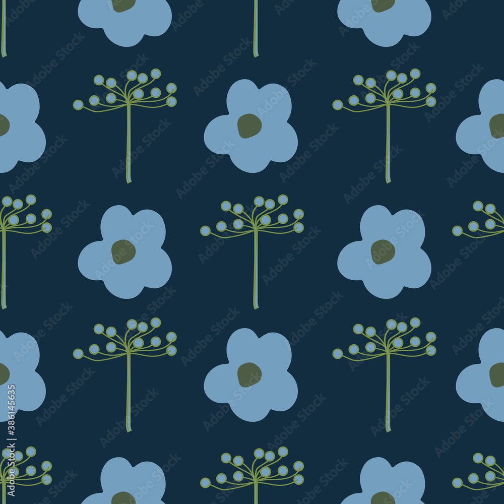 Fototapeta premium Colorful vector flowers seamless repeat pattern print background design